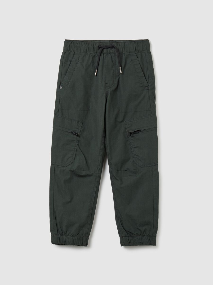 Joggers cargo in cotone con coulisse_0