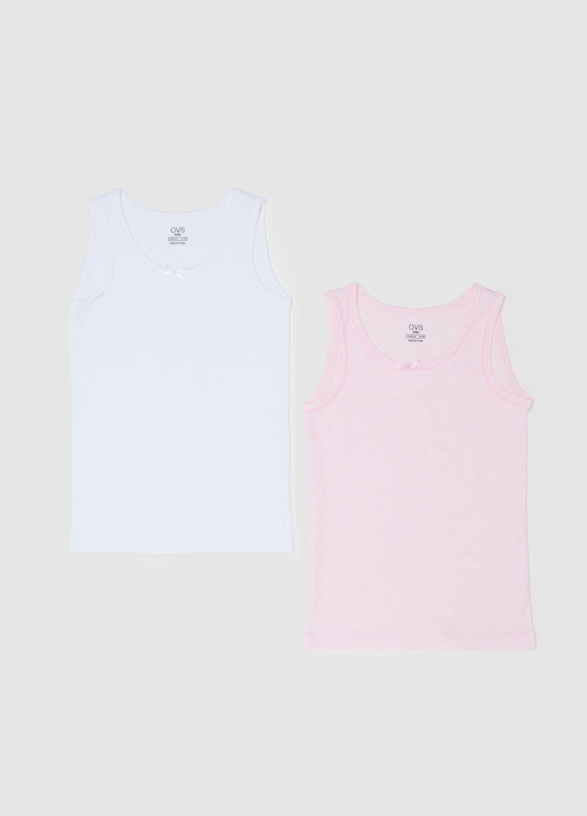 Two-pack vests in organic cotton with bow