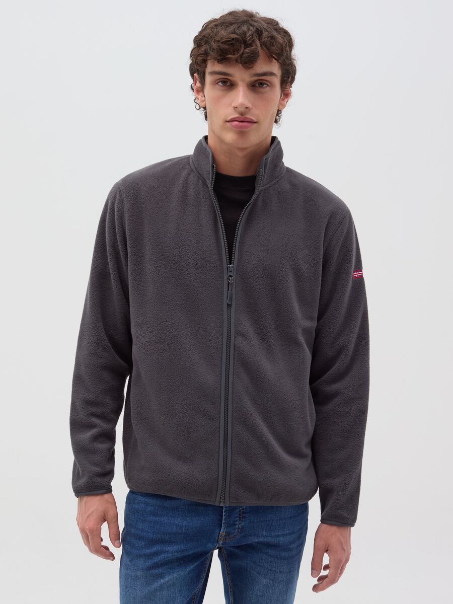 Full-zip sweatshirt in fleece with patch_1