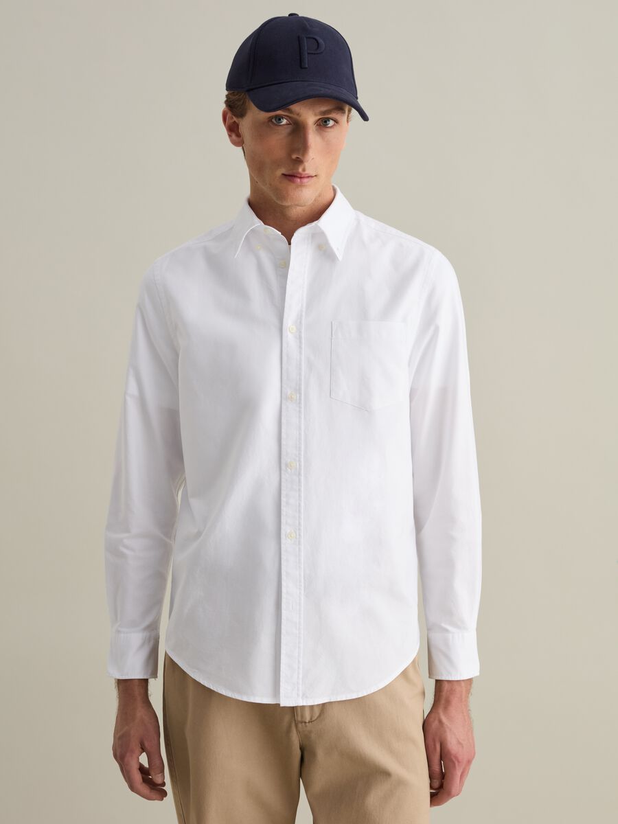 Oxford cotton shirt with button-down collar_1