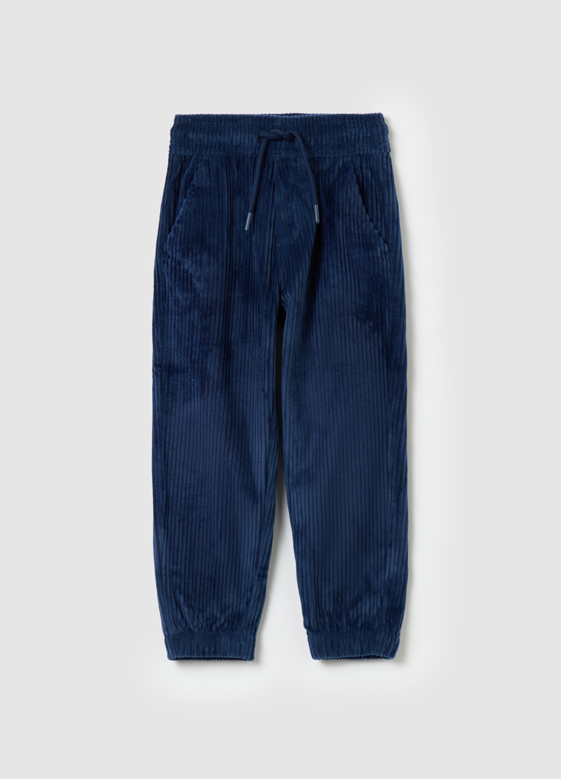 Corduroy jogger trousers with drawstring