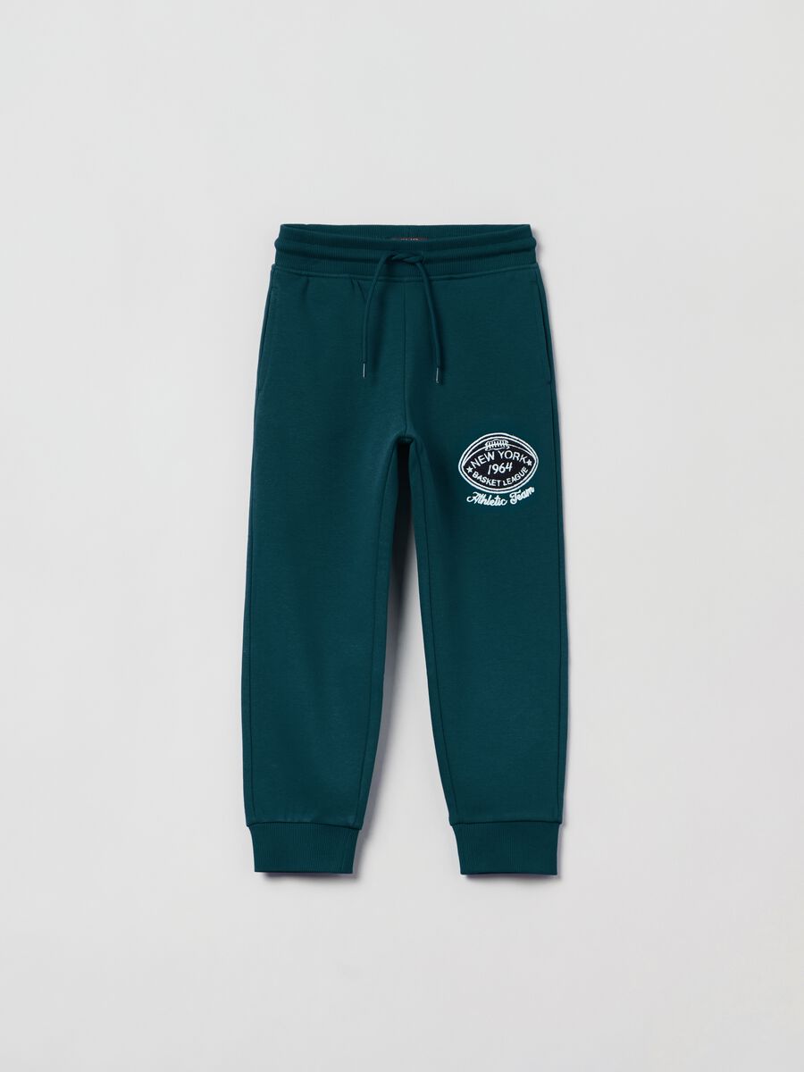 Joggers in felpa con coulisse e patch_0