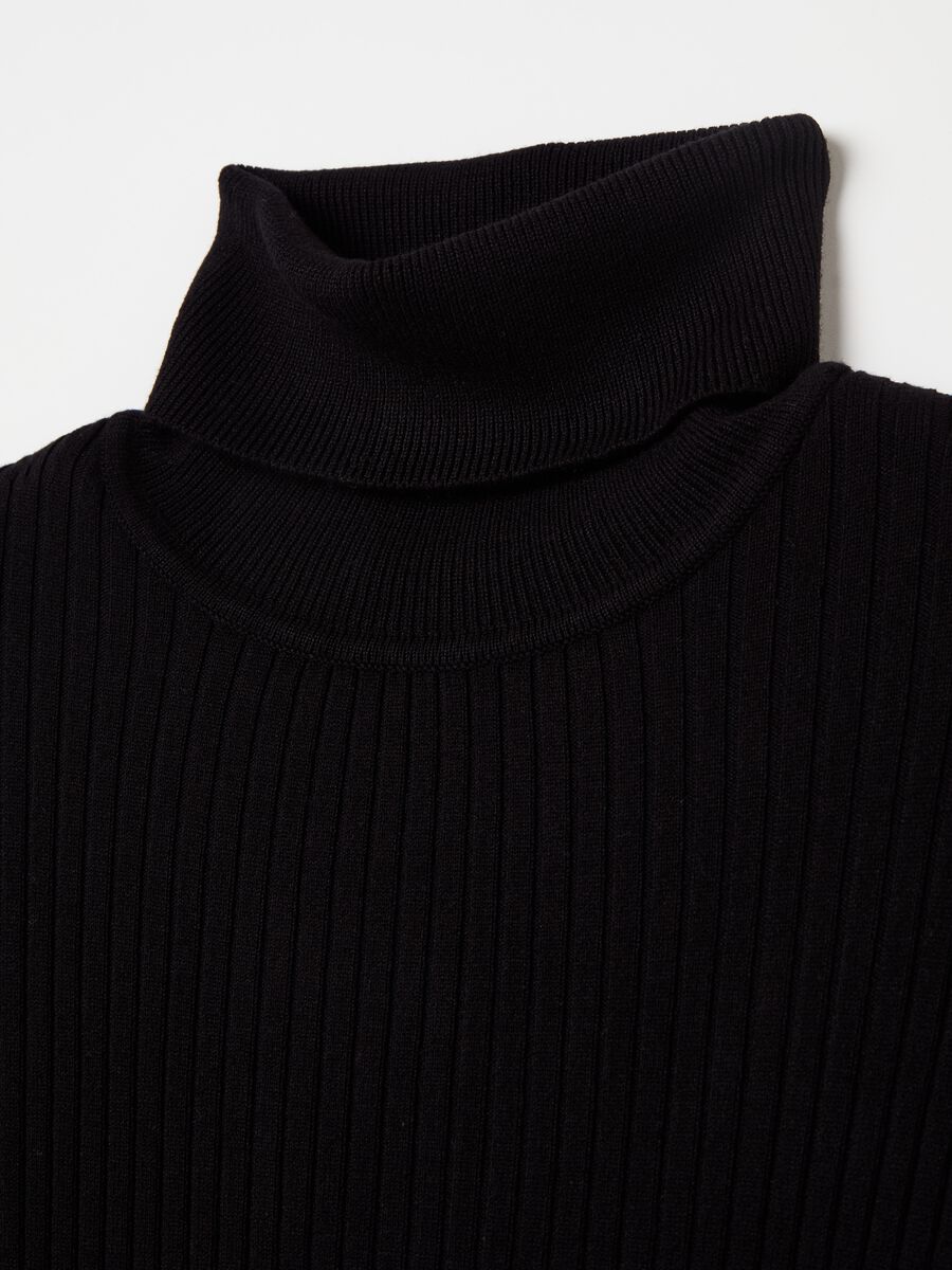 Turtleneck pullover with flat ribbing_5