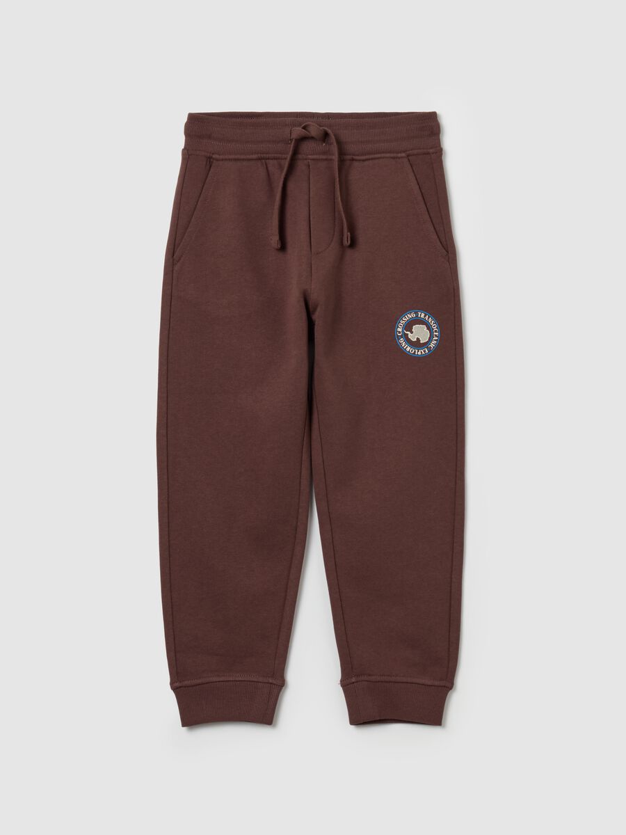 Fleece joggers with drawstring and print_0