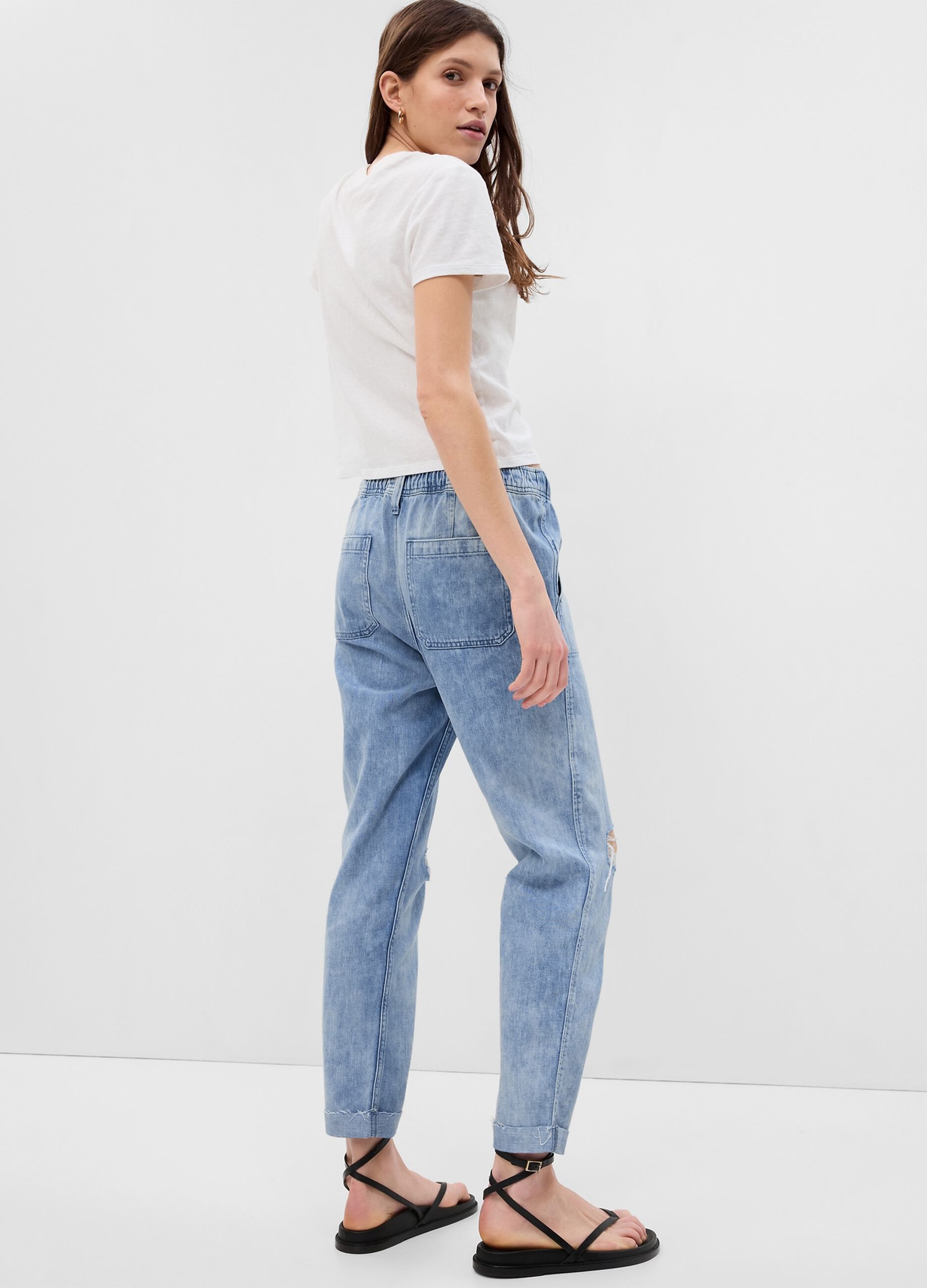 Easy-fit pull-on jeans with drawstring