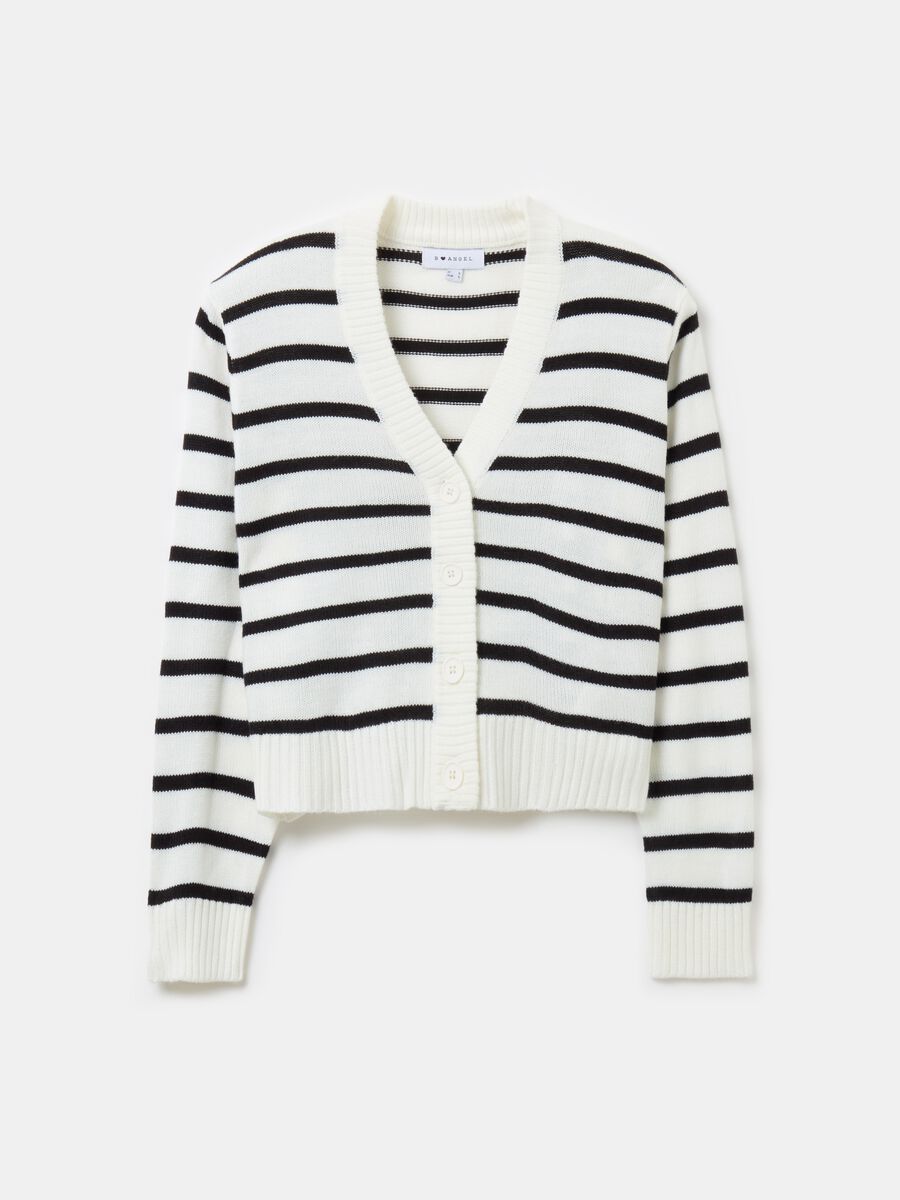 Cardigan with striped pattern and V neck_4