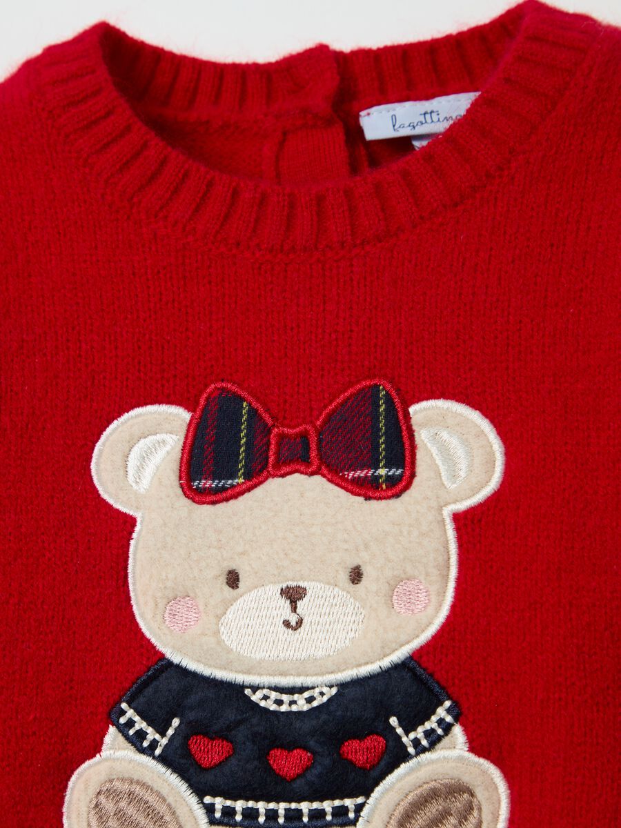 Pullover with elegant teddy bear embroidery_2