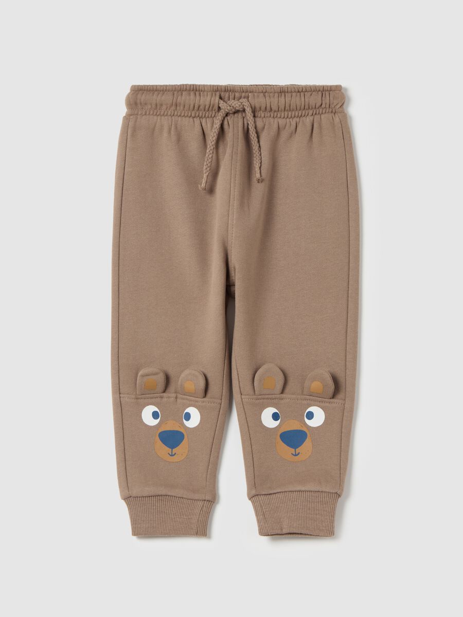 Fleece joggers with teddy bear print_0