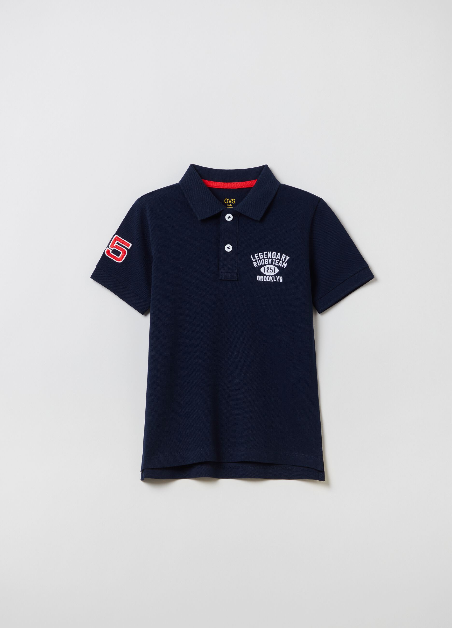 Piquet polo shirt with lettering embroidery