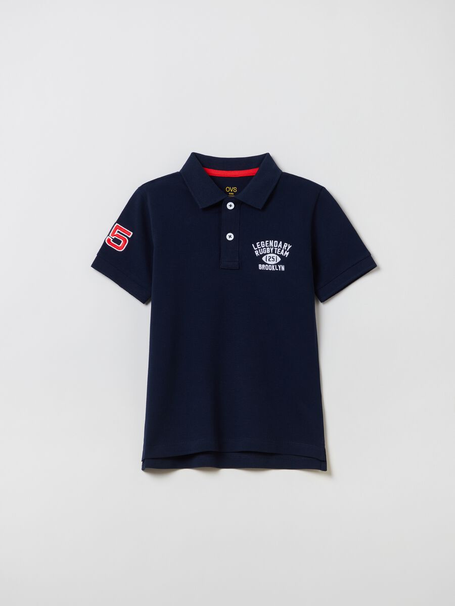 Piquet polo shirt with lettering embroidery_0