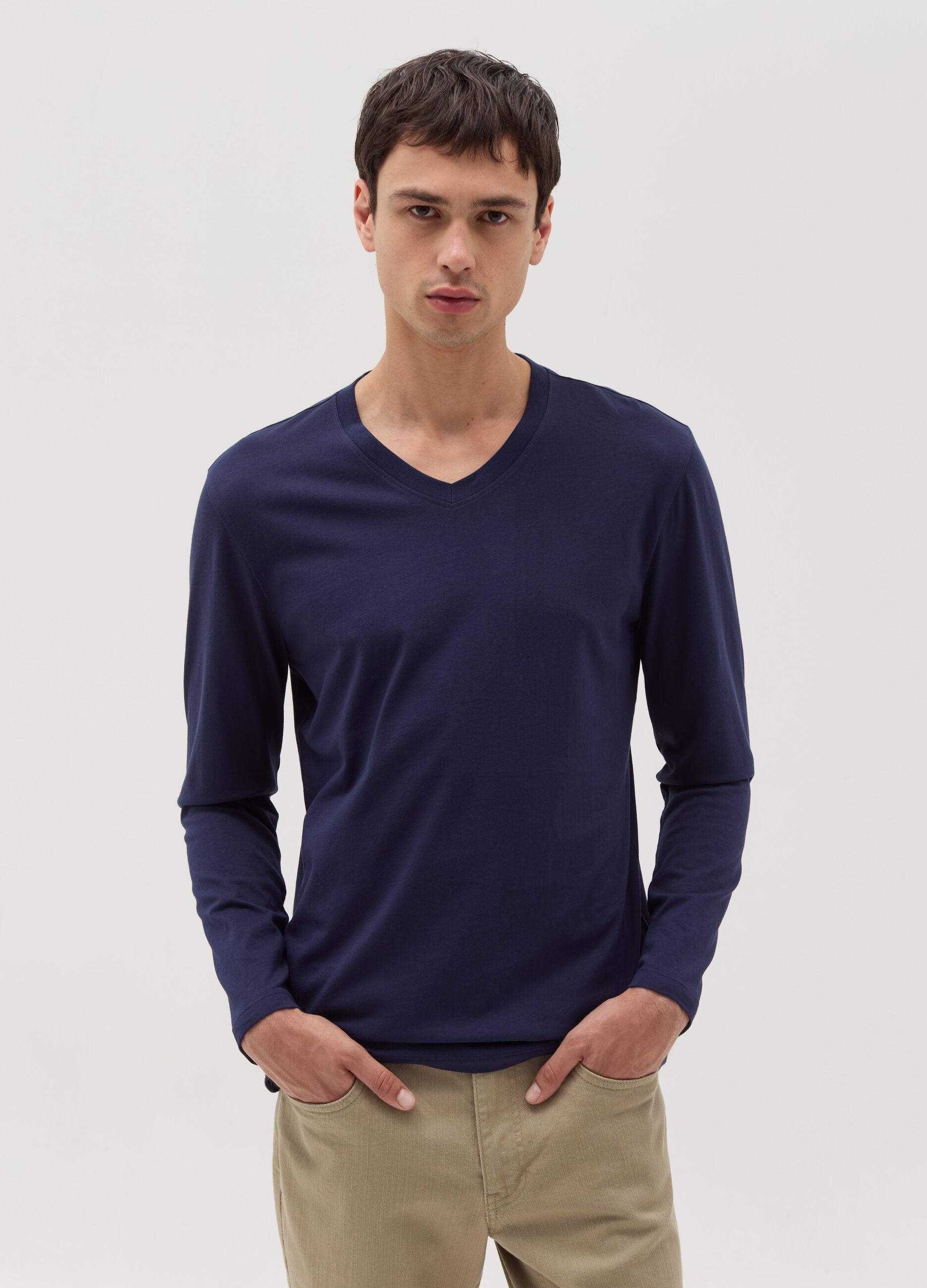 Jersey T-shirt with V neck