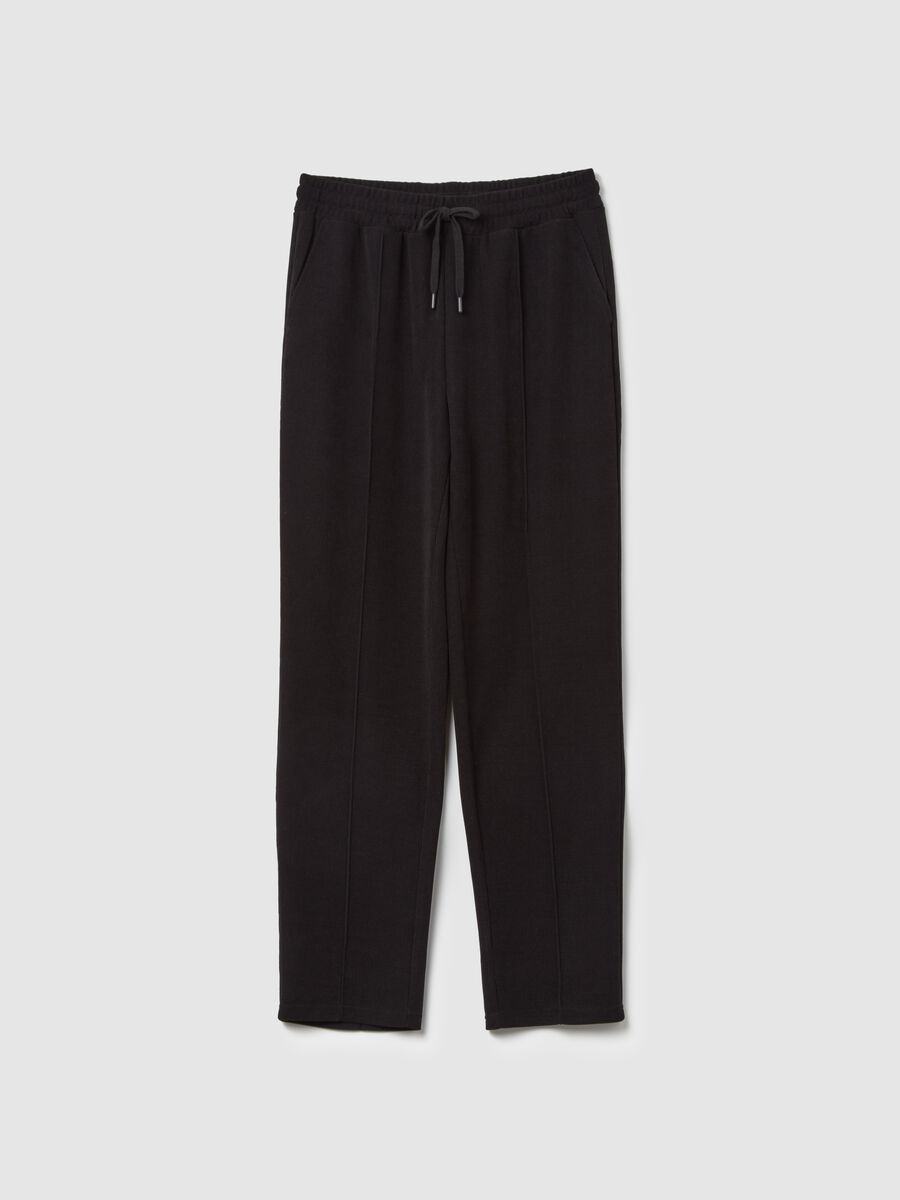 Knit pyjama trousers with raised stitching_4