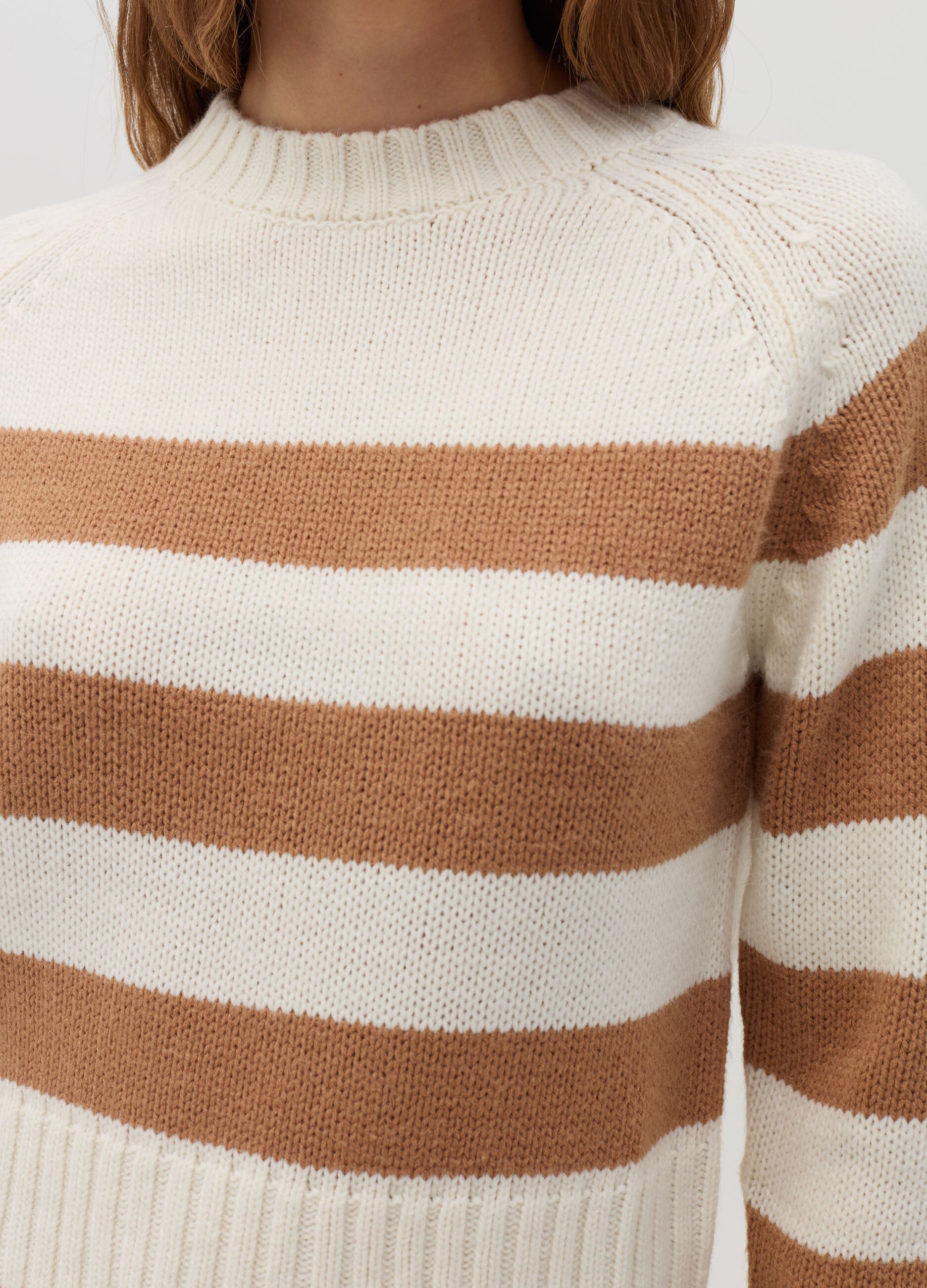 Striped pullover with raglan sleeves