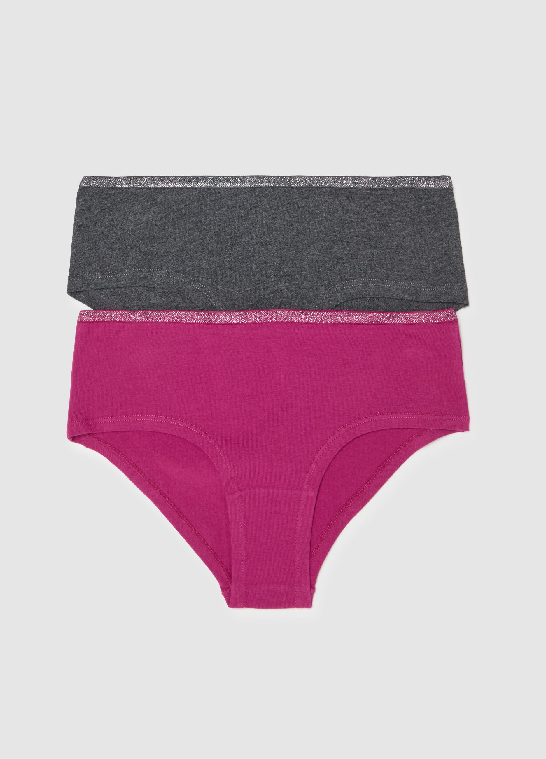 Two-pack French knickers with lurex details