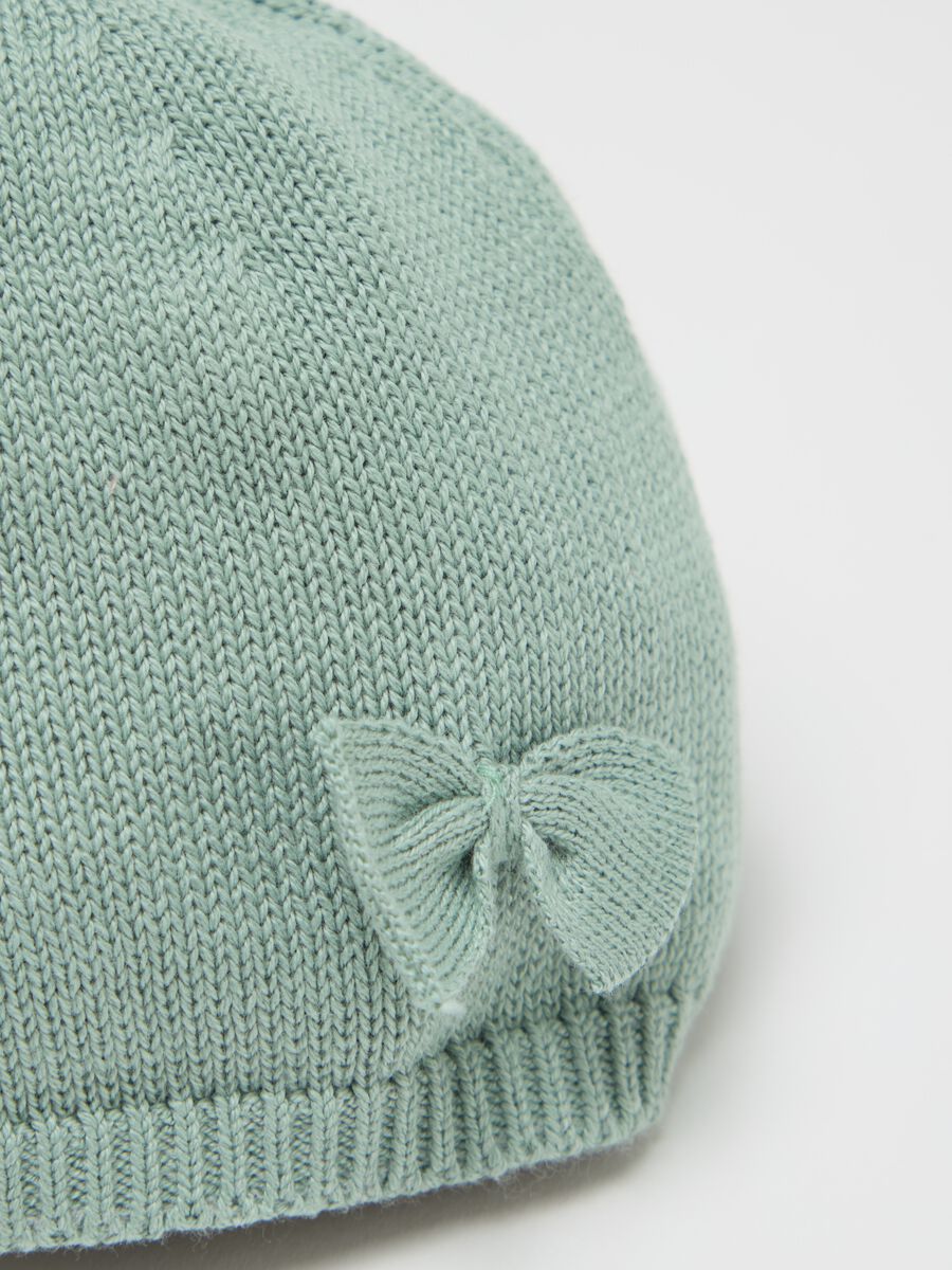 Knit hat with bow_2