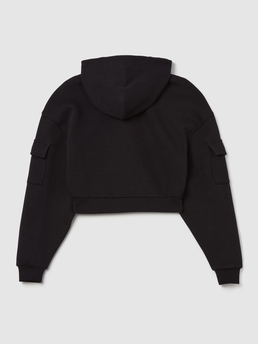 Crop Cargo Hoodie Black_5