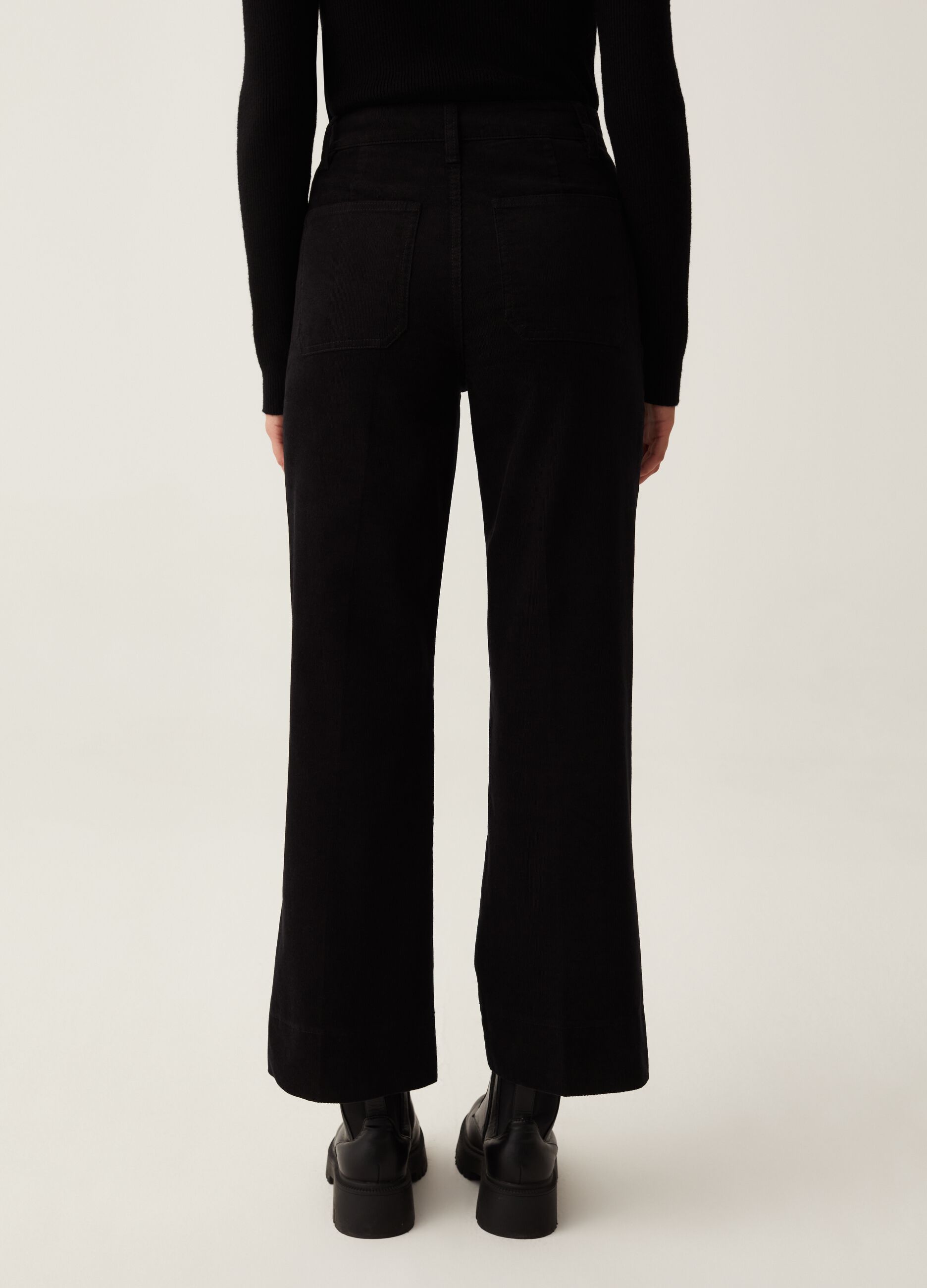 Flare-fit cropped trousers in corduroy