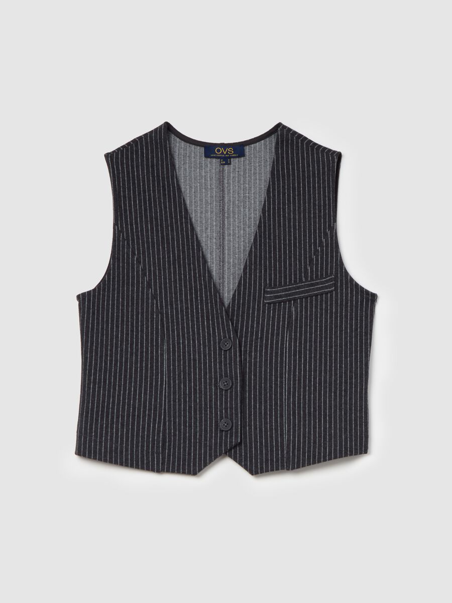 Pinstriped gilet with buttons_4