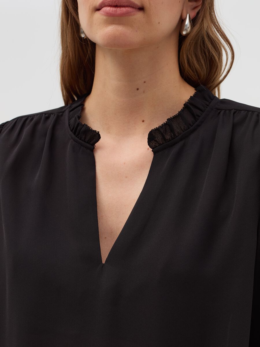 Semi-sheer blouse with frill_3