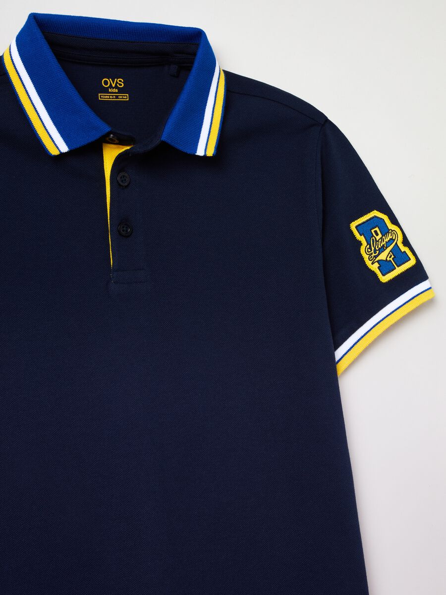 Piquet polo shirt with lettering patch_2