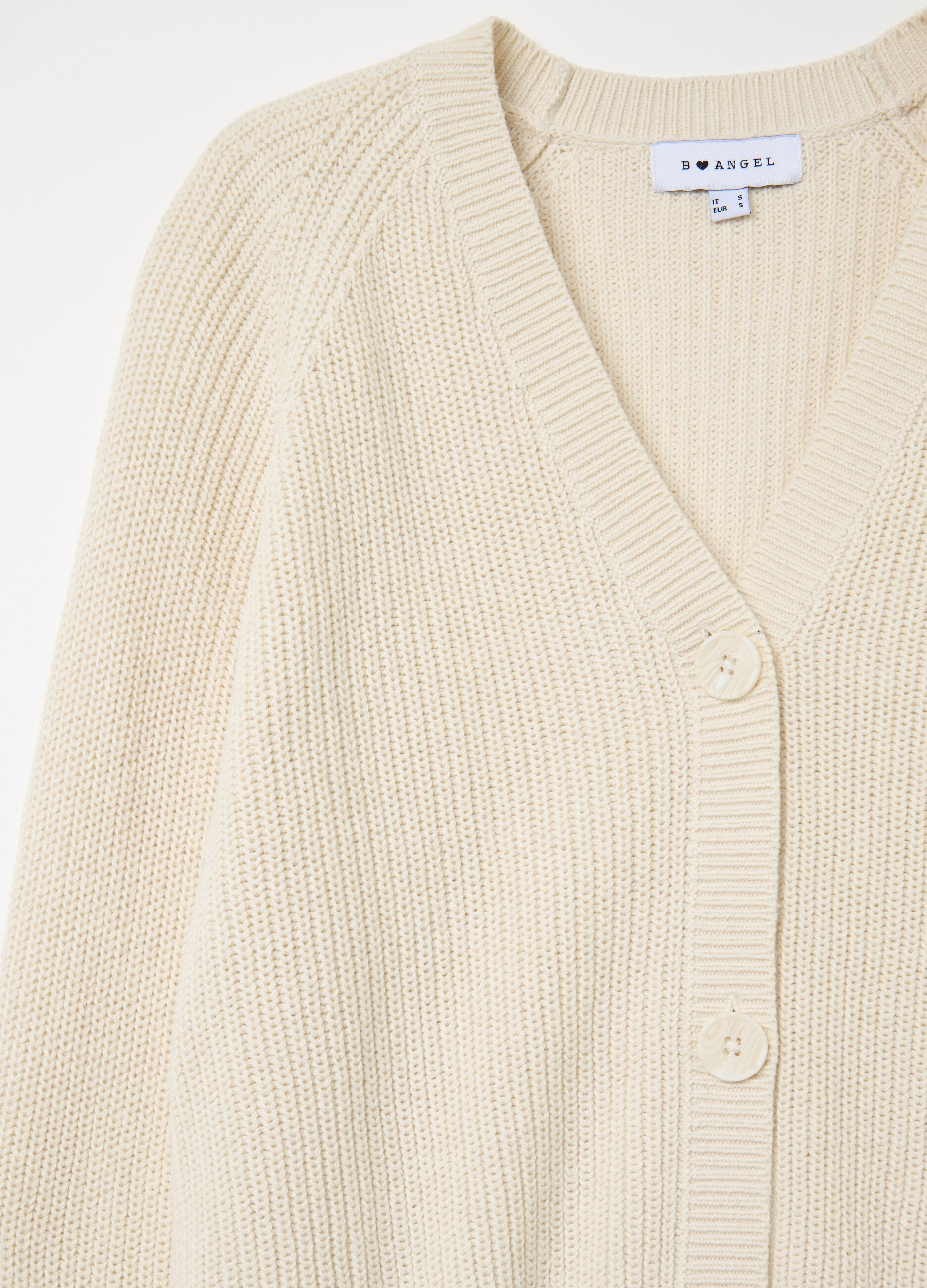 Ribbed cardigan with V neck