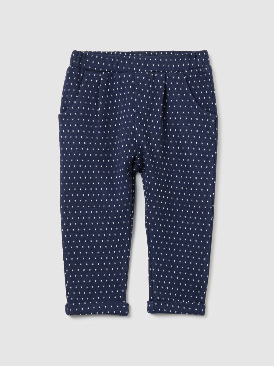 Trousers with micro polka dot motif jacquard_0