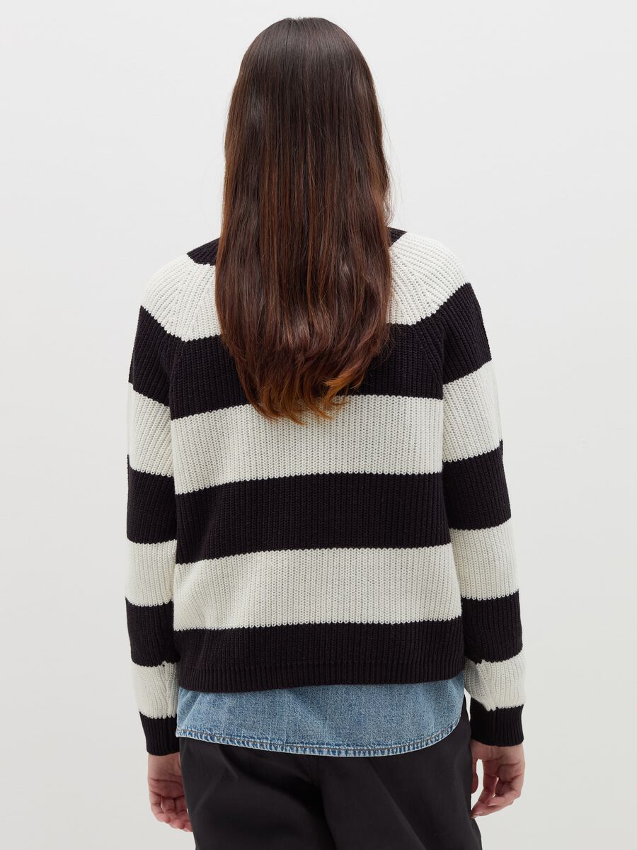 Pullover with striped pattern and V neck_3