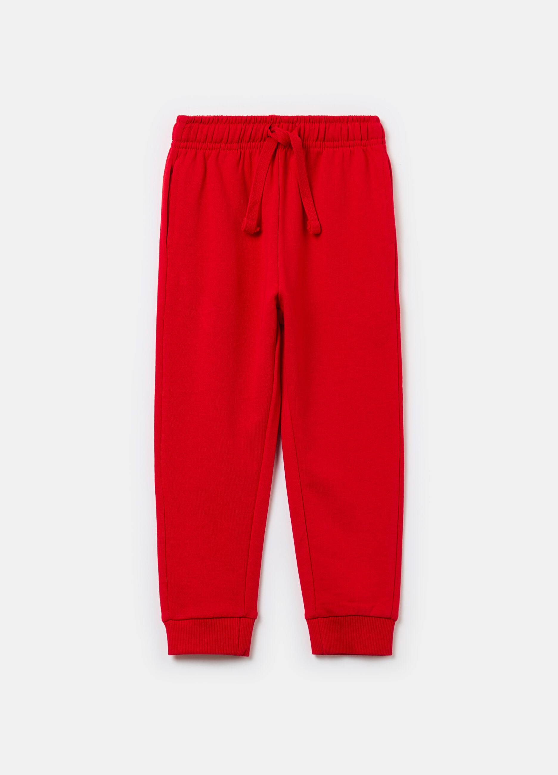 Fleece joggers with pockets and drawstring