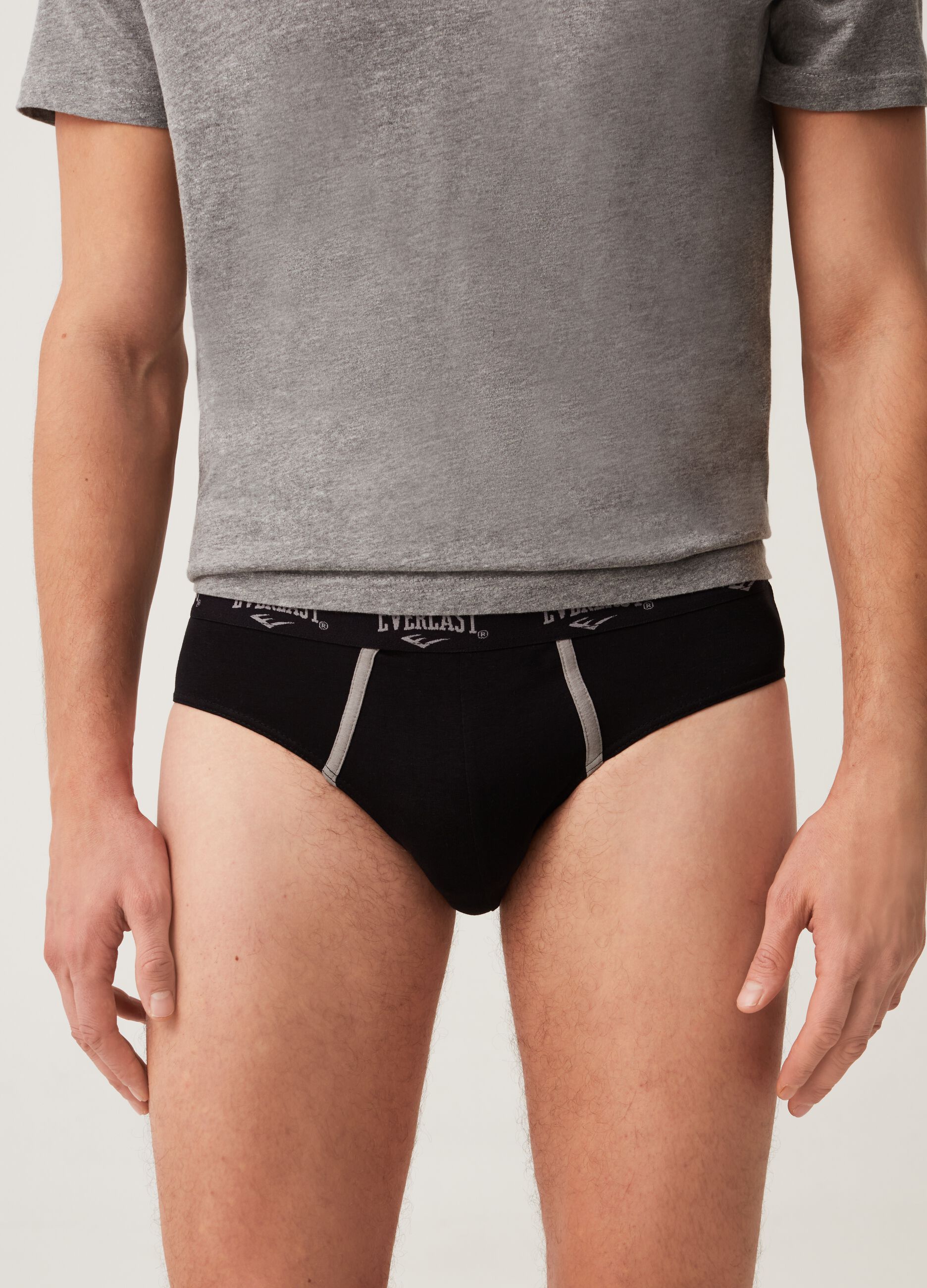 EVERLAST INTIMO Man's Black Three-pack Everlast briefs with contrasting  trims