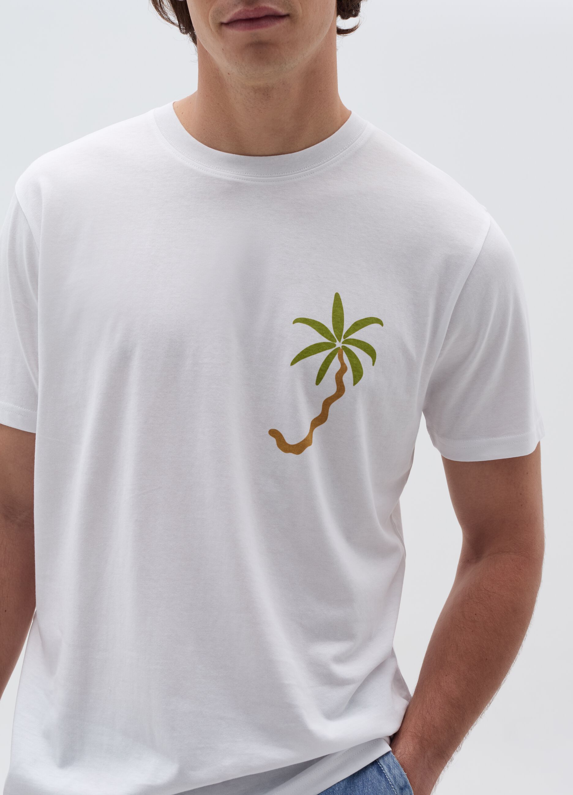 T-shirt in cotone con stampa motivo surf