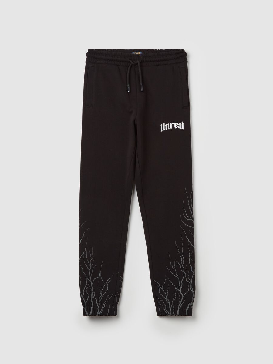 Joggers with lightning bolts print_0