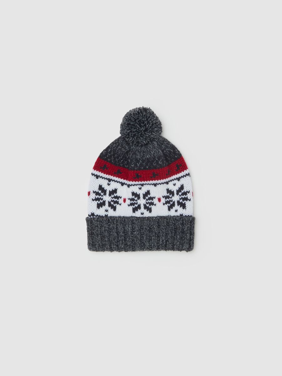 Mouliné-effect hat with Norwegian design_0