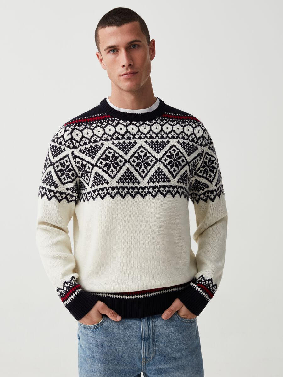 Pullover with jacquard Norwegian motif_0