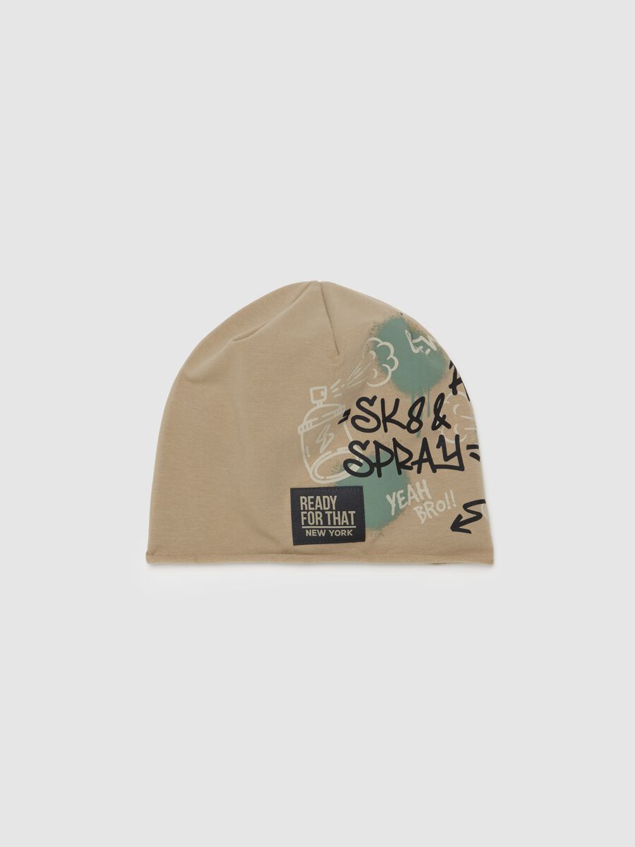 French terry hat with lettering print_0