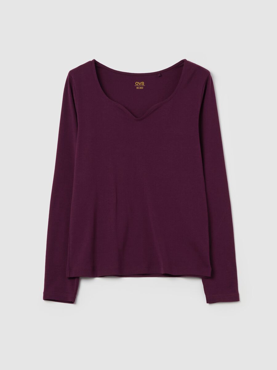 Long-sleeved T-shirt with sweetheart neckline_4