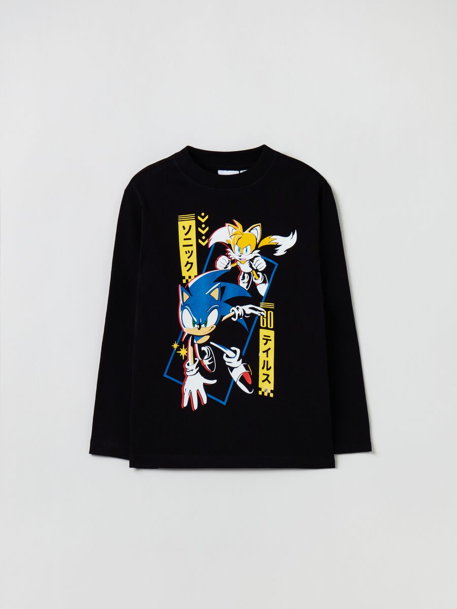 T-shirt with long sleeves and Sonic print_0