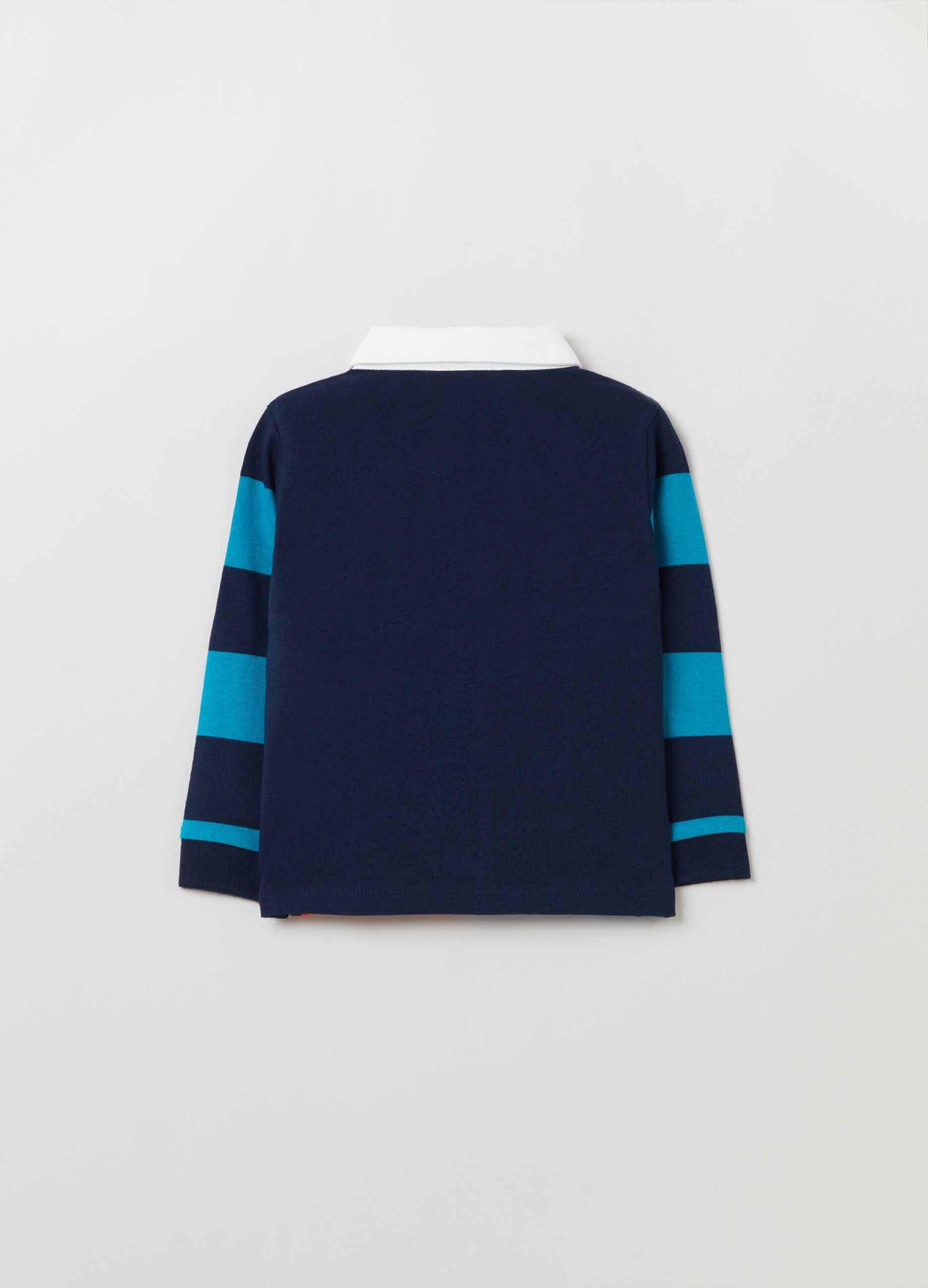 Long-sleeved colourblock polo shirt