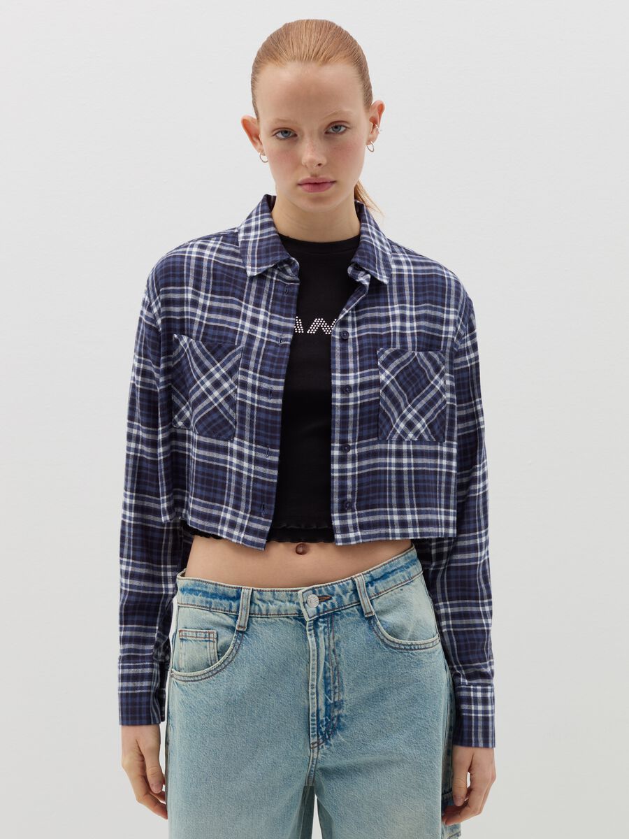 Crop shirt in check flannel_1