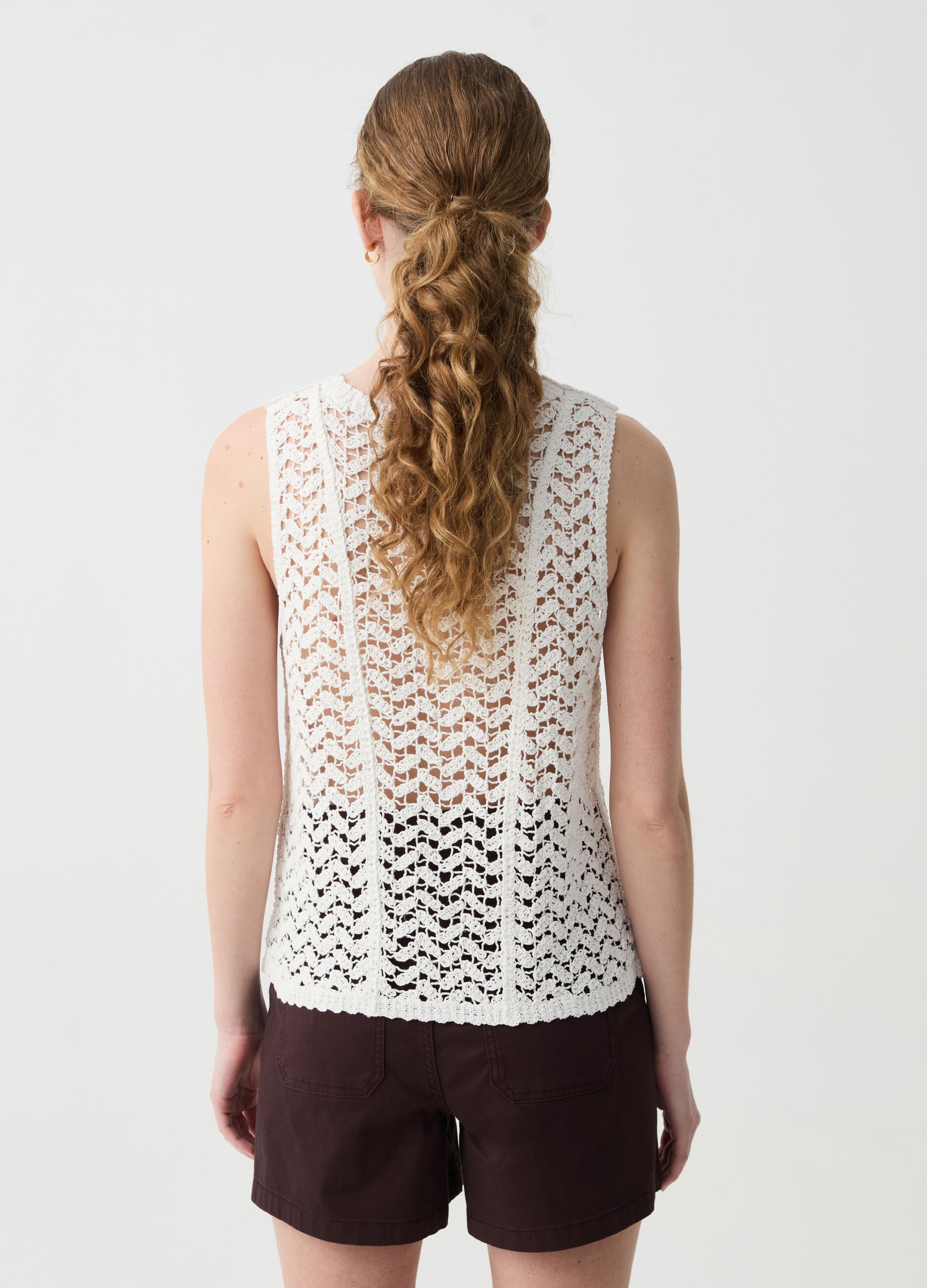 Crochet cotton tank top