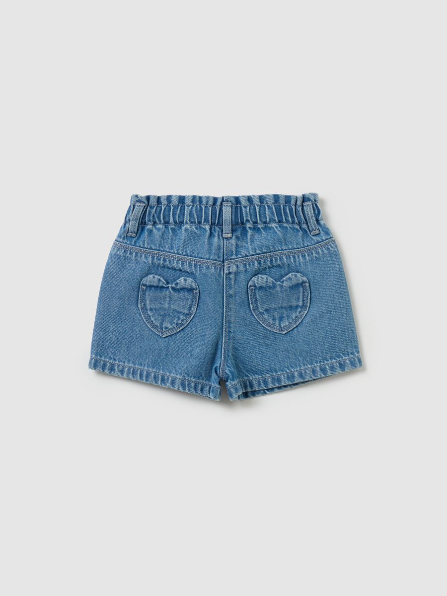 Denim shorts with hearts embroidery_1