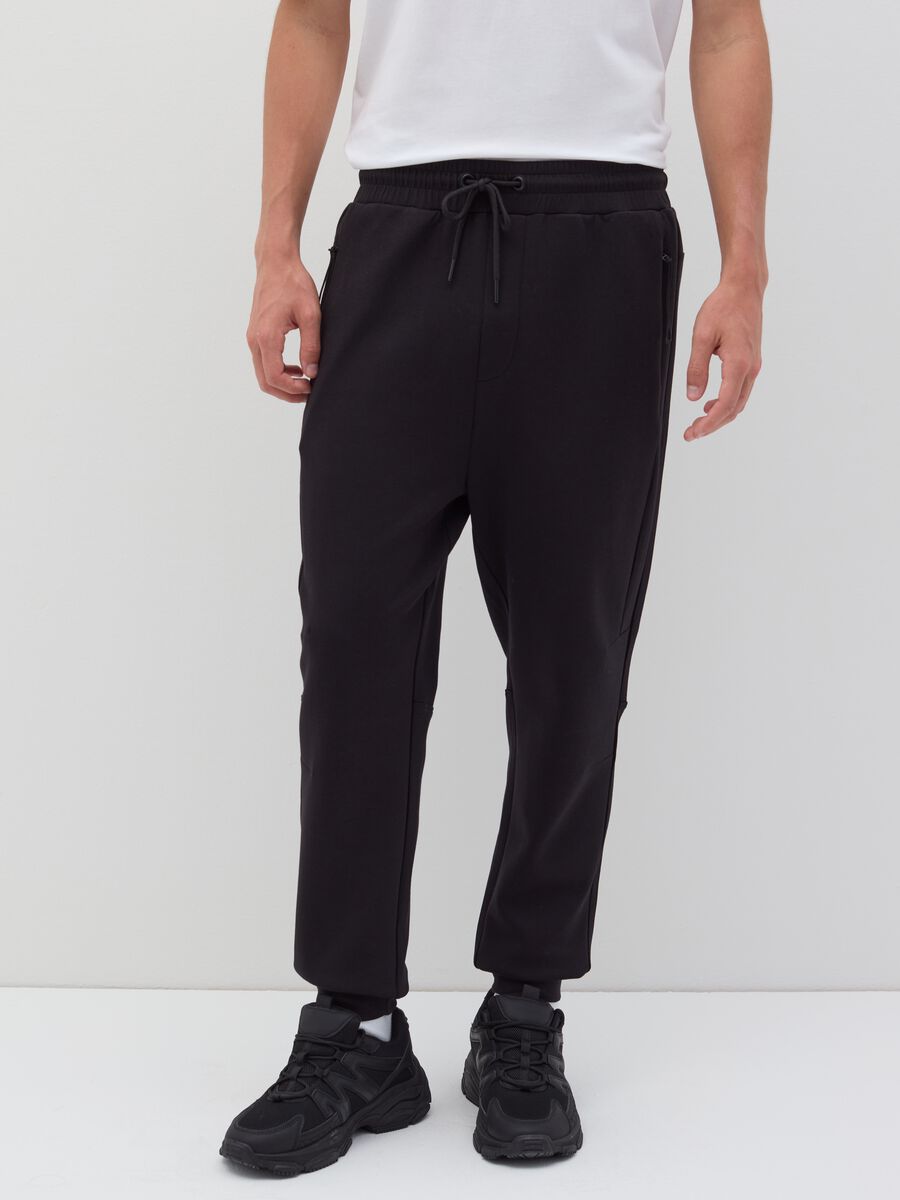 Fleece joggers with drawstring_1