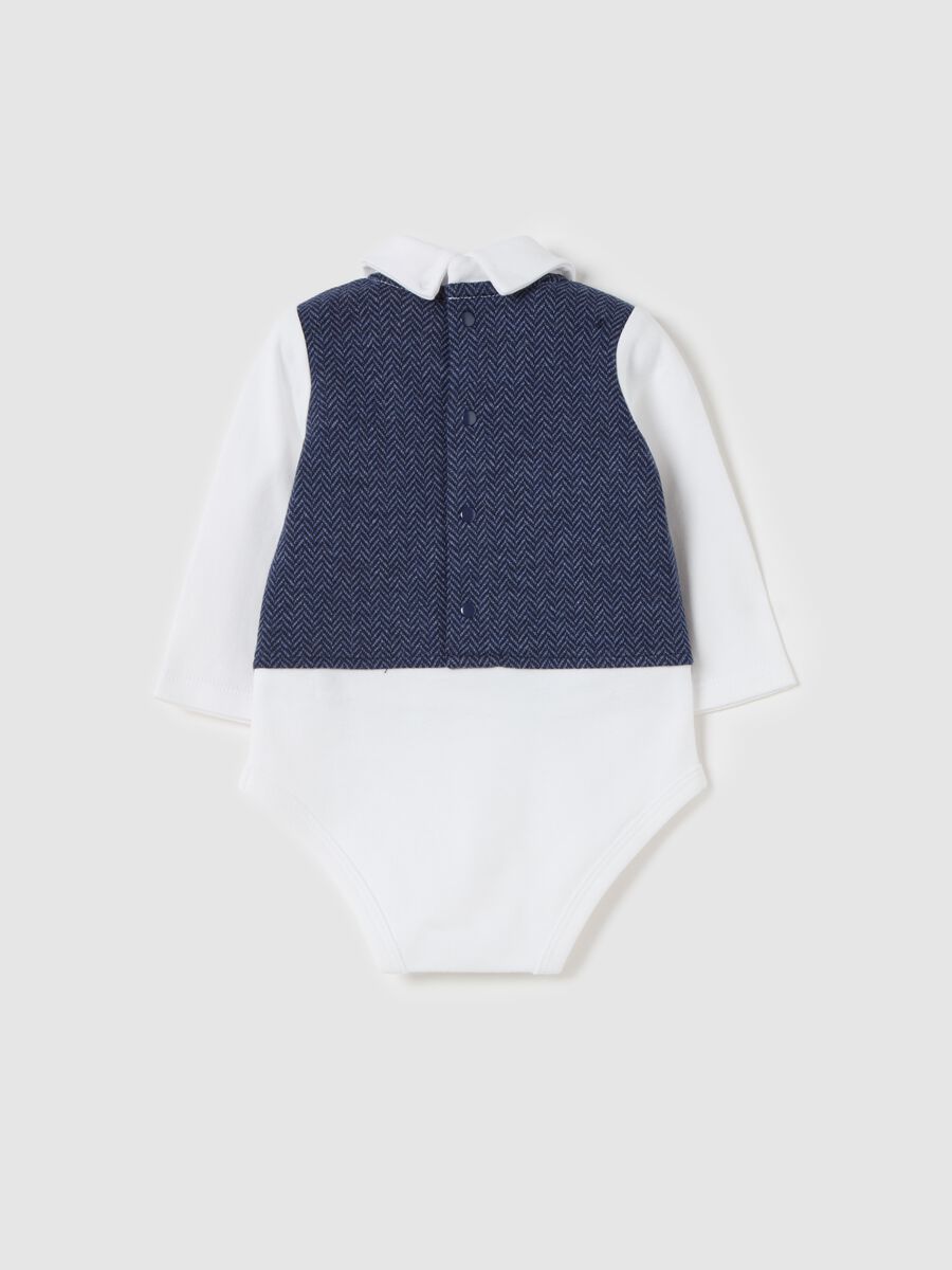 Long-sleeved bodysuit with herringbone gilet_1