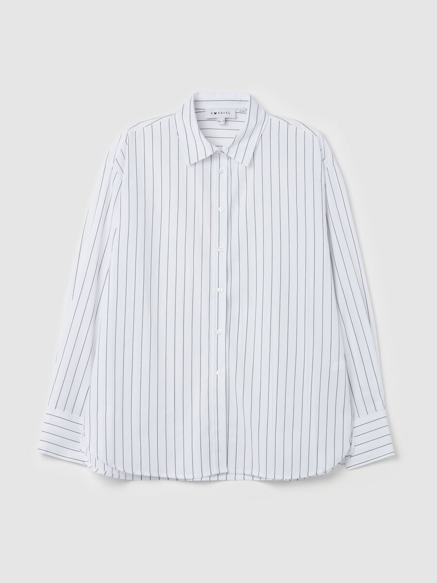 Oversize shirt in poplin with thin stripes_4