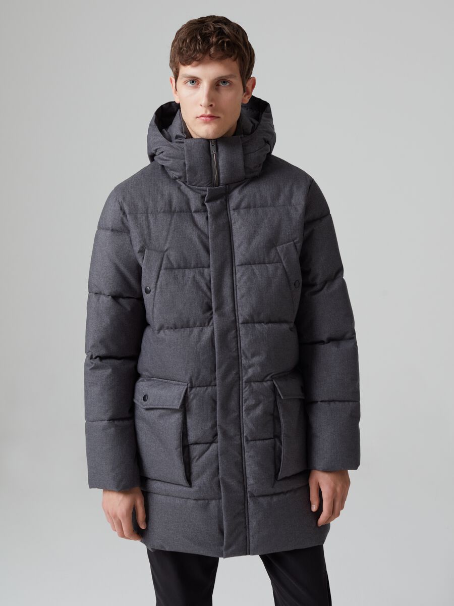 Quilted down jacket with hood_1