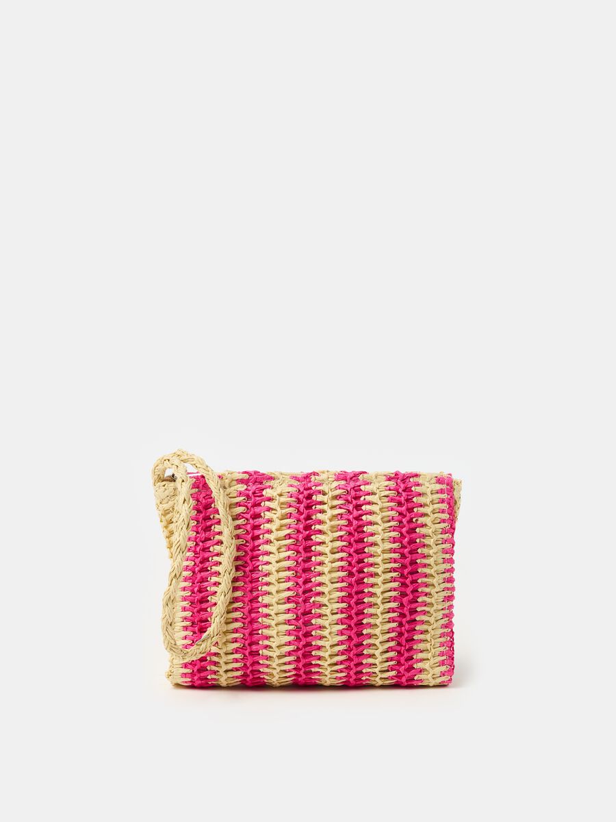 Clutch bag in striped raffia_0