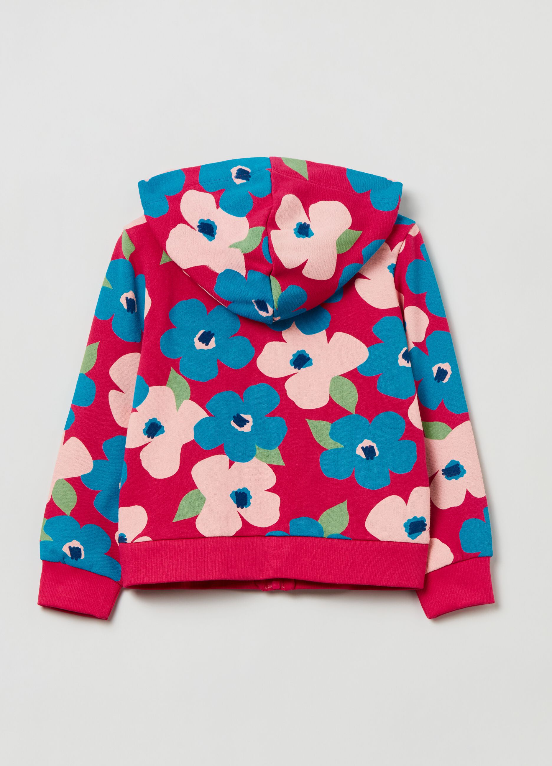 Sweatshirt with hood and flowers print