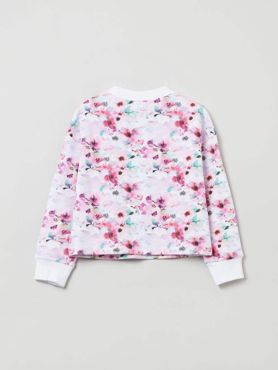 Sweatshirt with round neck and floral print_1