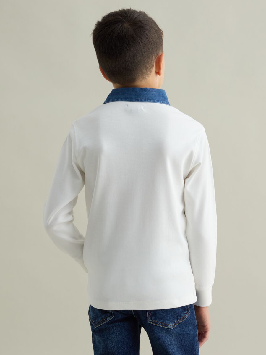 Polo shirt with long sleeves and bouclé patch_1