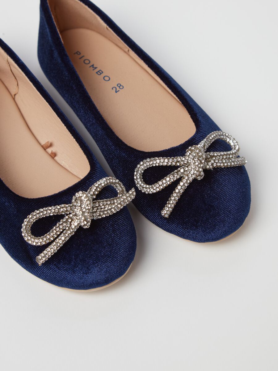 Velvet ballerina flats with diamanté bow_2