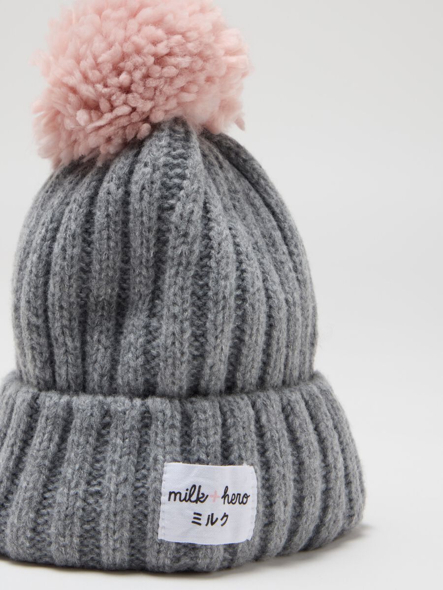 Ribbed hat with pompom_2